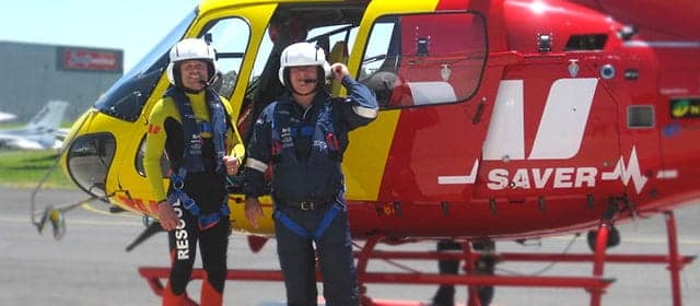 Peter Moate in the Westpac Lifesaving Helicopter